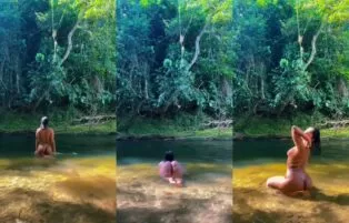 Milena Souza Pelada Tomando Banho no Rio