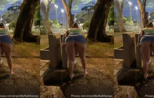 Kah Kampa Sem Calcinha Mostrando a Buceta na Praça